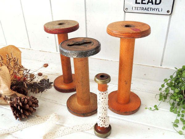 【DIXSONS】工業用の大きなアンティーク・木製スプール /糸巻き/ボビン USA