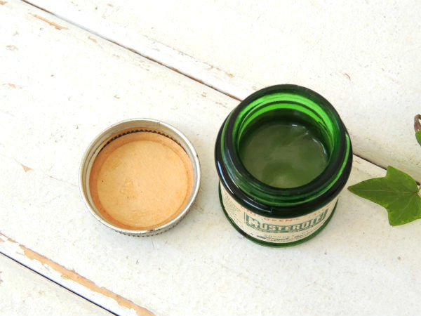 【MUSTEROLE】ヴィンテージ・ミルクガラスジャー・薬瓶・ガラス容器・USA