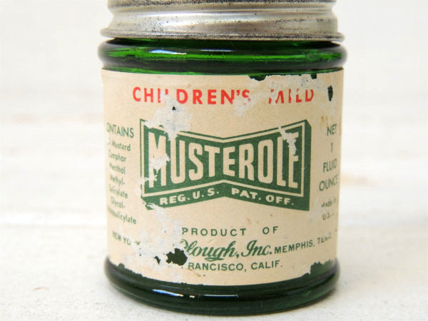 【MUSTEROLE】ヴィンテージ・ミルクガラスジャー・薬瓶・ガラス容器・USA