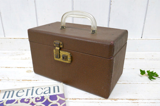 USA ノスタルジック・ブラウン・30s アンティーク・コスメボックス・メイクボックス・スーツケース