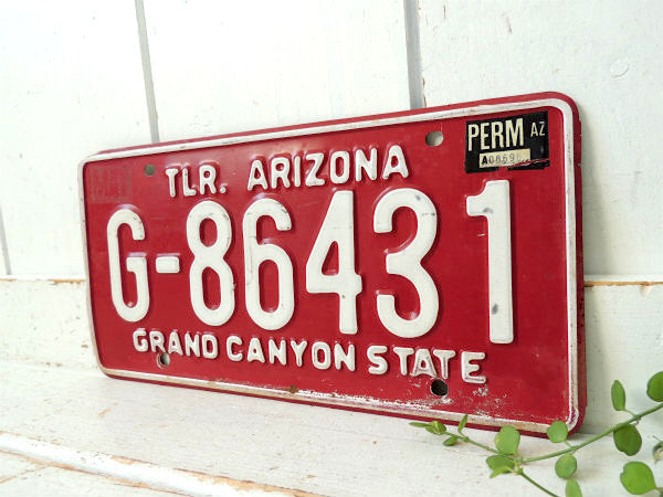 【グランドキャニオン】アリゾナ州・赤・ヴィンテージ・ナンバープレート・カーライセンスプレート・USA