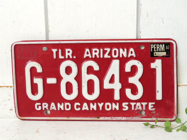 【グランドキャニオン】アリゾナ州・赤・ヴィンテージ・ナンバープレート・カーライセンスプレート・USA