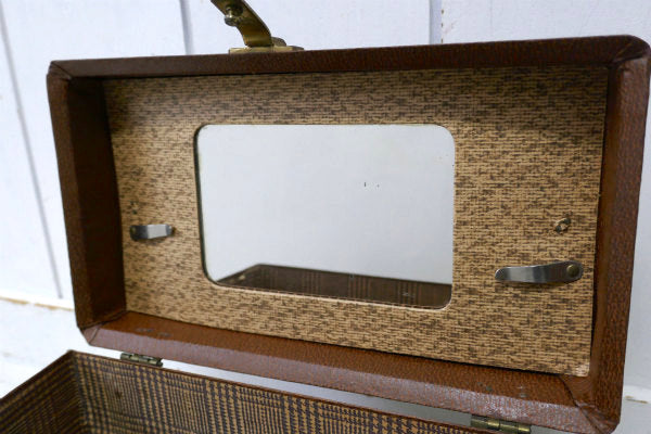 USA ノスタルジック・ブラウン・30s アンティーク・コスメボックス・メイクボックス・スーツケース