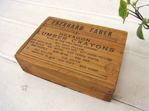 【EBERHARD FABER】クレヨンの小さなアンティーク・ウッドボックス/木箱 USA