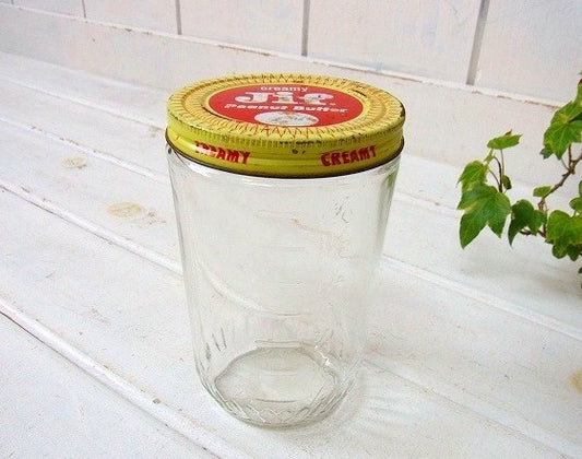 【Jif】ピーナッツバター・ヴィンテージ・ガラス容器/ガラス瓶　USA