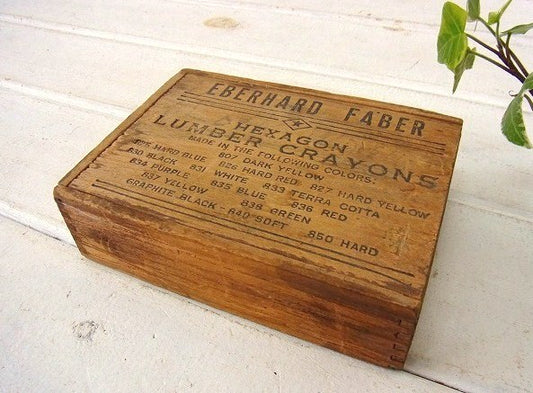 【EBERHARD FABER】クレヨンの小さなアンティーク・ウッドボックス/木箱 USA