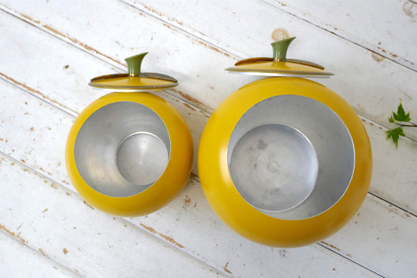 アップル りんご型 アルミ 50〜60s ヴィンテージ キャニスター 2個 キッチン雑貨 USA