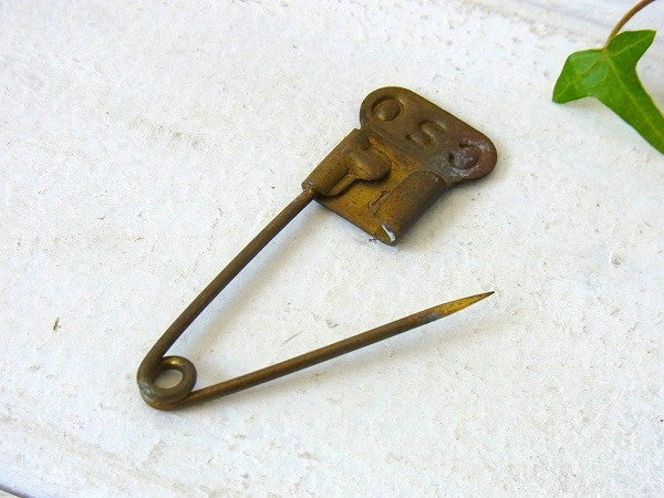 1952年・ナンバー入り・真鍮製・アンティーク・ランドリーピン7本&ホルダーセット　USA