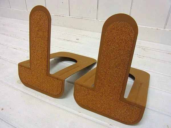 ウッド柄・メタル製・ヴィンテージ・ブックエンド/本立て/ブックスタンド USA