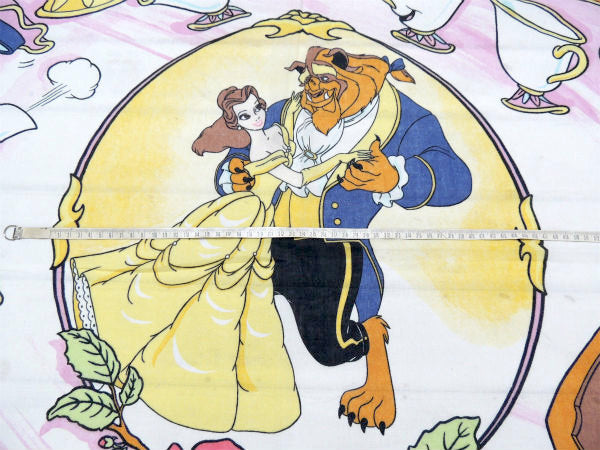 【美女と野獣】USA!ディズニー・大柄プリント・ユーズドシーツ(フラットタイプ)