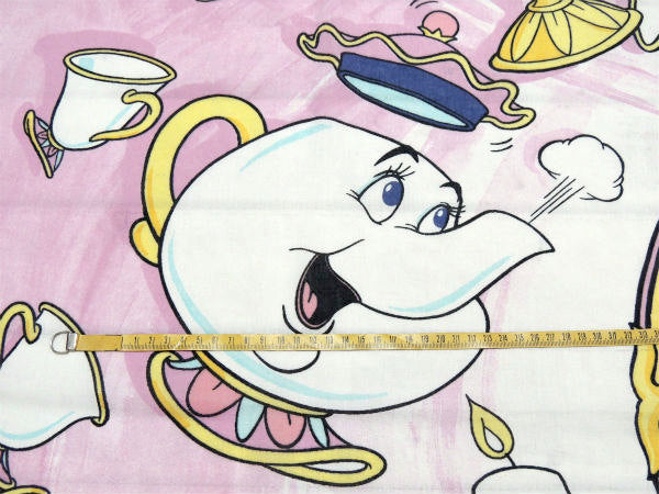 【美女と野獣】USA!ディズニー・大柄プリント・ユーズドシーツ(フラットタイプ)