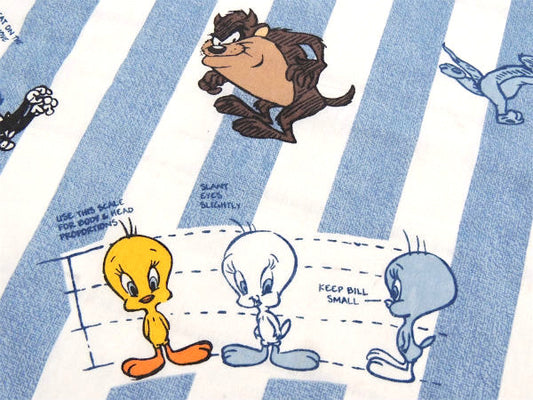 【ルーニーテューンズ】トゥイーティー&バッグスバニー&シルベスター・USEDフラットシーツ(1/2)