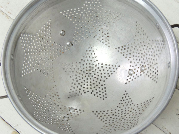 【星モチーフ】アルミ製・ハンドル&脚付き・ヴィンテージ・コランダー・水切りボウル・キッチン用品