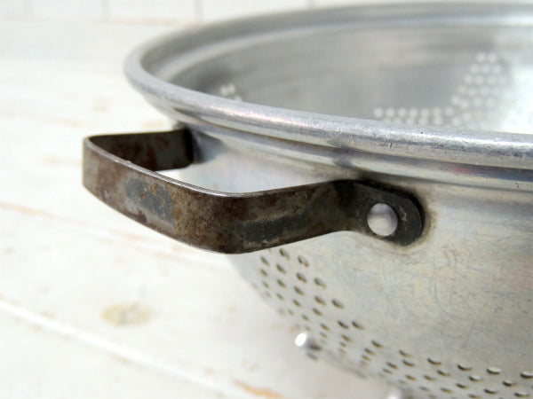 【星モチーフ】アルミ製・ハンドル&脚付き・ヴィンテージ・コランダー・水切りボウル・キッチン用品