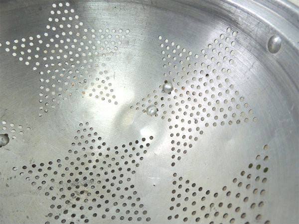 【星モチーフ】アルミ製・ハンドル&脚付き・ヴィンテージ・コランダー・水切りボウル・キッチン用品