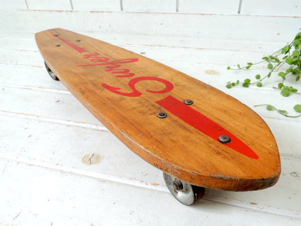 Surfer・1960's ヴィンテージ・スケートボード・USA・ウッド×レッド