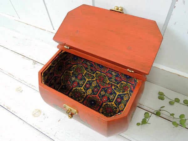 エッフェル塔&ロンドンバス&ノートルダム大聖堂柄・木製・ヴィンテージ・ハンドバッグ/カバン