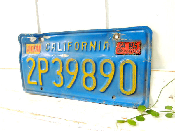 1969's~ 青 カリフォルニア　ヴィンテージ　ナンバープレート　2P 39890・USA