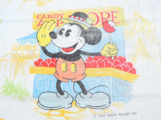 【OLDミッキーマウス】ミッキー&フレンズ・お祭り柄・ヴィンテージ・ユーズドシーツ(ボックスタイプ)