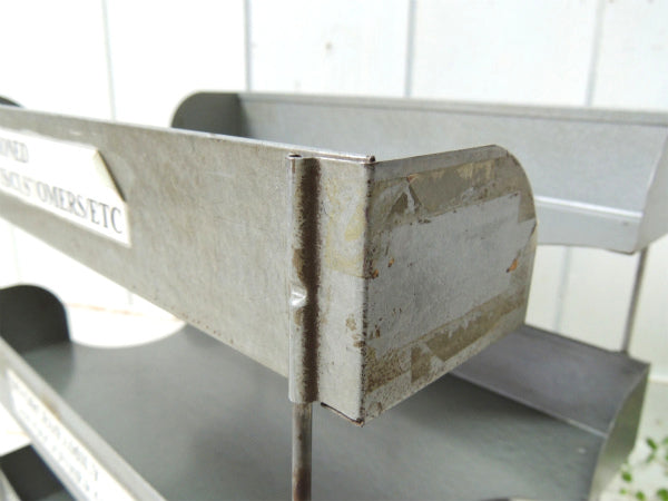 【LIT-NING】3段式・グレー色・メタル製・ヴィンテージ・デスクトレイ/書類ラック USA