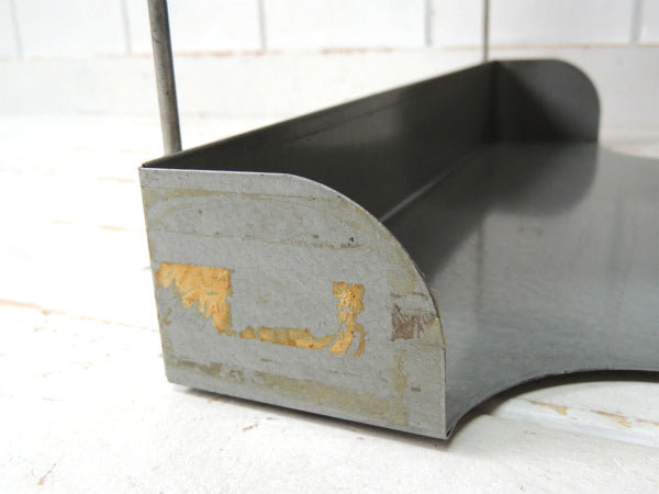 【LIT-NING】3段式・グレー色・メタル製・ヴィンテージ・デスクトレイ/書類ラック USA