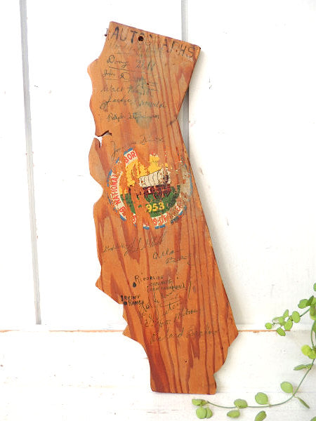 【1953・カリフォルニア・ボーイスカウト】木製・ヴィンテージ看板&直筆サイン/プレート/USA