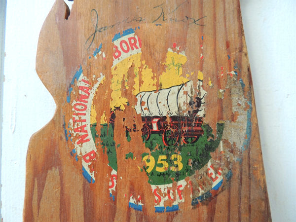 【1953・カリフォルニア・ボーイスカウト】木製・ヴィンテージ看板&直筆サイン/プレート/USA