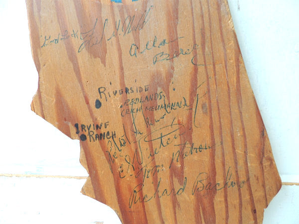 【1953・カリフォルニア・ボーイスカウト】木製・ヴィンテージ看板&直筆サイン/プレート/USA