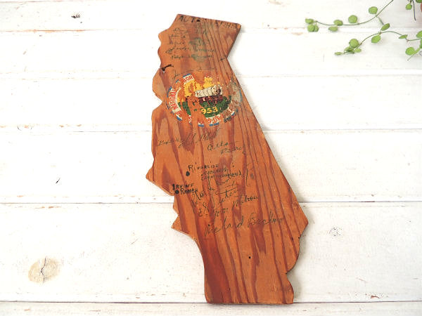 【1953・カリフォルニア・ボーイスカウト】木製・ヴィンテージ看板&直筆サイン/プレート/USA