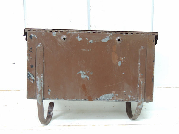 【イーグルモチーフ】新聞受け付き・ブラウン色・横型・ヴィンテージ・メールボックス/郵便受け/ポスト