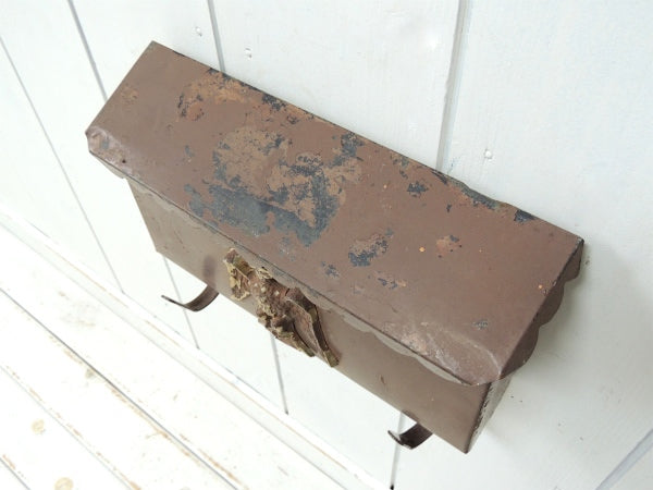 【イーグルモチーフ】新聞受け付き・ブラウン色・横型・ヴィンテージ・メールボックス/郵便受け/ポスト