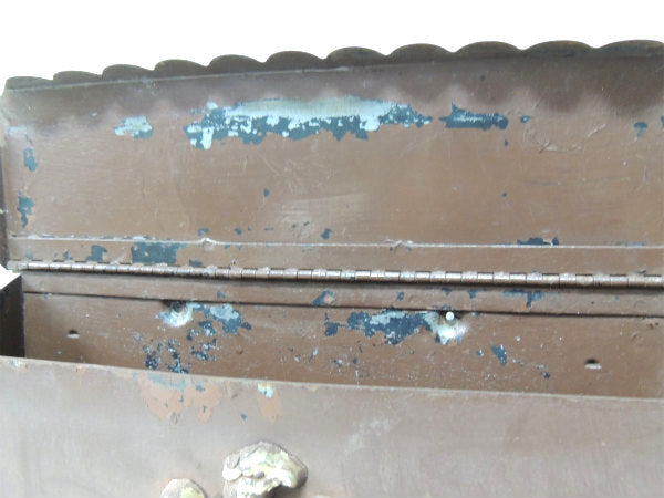 【イーグルモチーフ】新聞受け付き・ブラウン色・横型・ヴィンテージ・メールボックス/郵便受け/ポスト