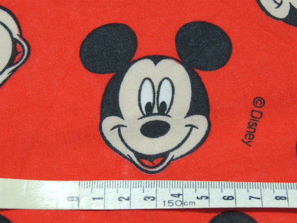 【ミッキーマウス】スマイルフェイス総柄・ヴィンテージ・ユーズドシーツ(ボックスタイプ)