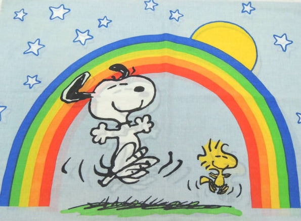 【スヌーピー&ウッドストック】星&レインボー柄・60'sヴィンテージ・ピロケース・枕カバー USA