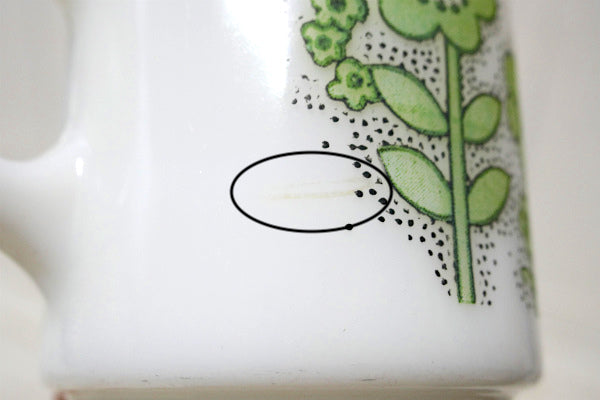 1960's ヘーゼルアトラス フラワーパワー・花柄・グリーン・ヴィンテージ・マグカップ The Hazel Atlas Glass Companyコーヒーカップ・食器