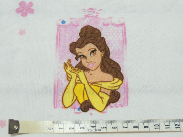 【ディズニープリンセス】シンデレラ&オーロラ姫&美女と野獣・ベル・裾レース柄・USEDフラットシーツ