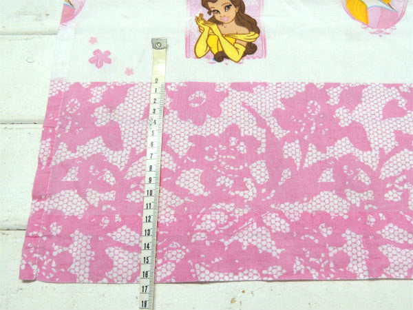 【ディズニープリンセス】シンデレラ&オーロラ姫&美女と野獣・ベル・裾レース柄・USEDフラットシーツ