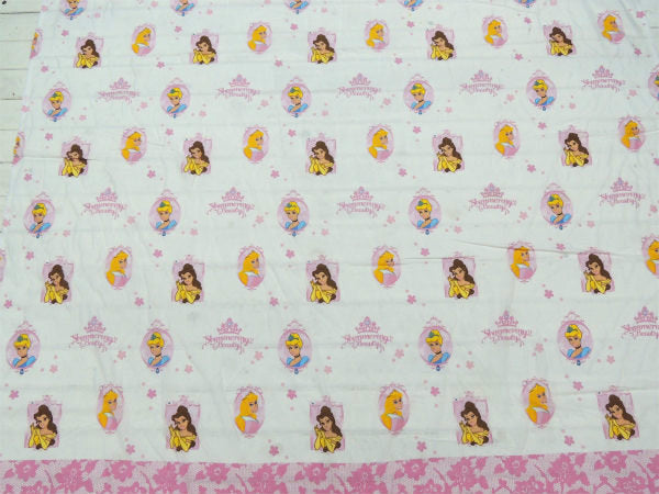 【ディズニープリンセス】シンデレラ&オーロラ姫&美女と野獣・ベル・裾レース柄・USEDフラットシーツ