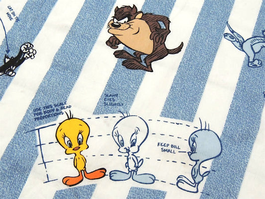 【ルーニーテューンズ】トゥイーティー&バッグスバニー&シルベスター・USEDフラットシーツ(1/2)