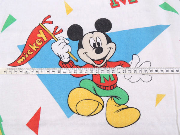 【ミッキーマウス】ペナント&スポーツ柄・コットン100%・ヴィンテージ・USEDボックスシーツ