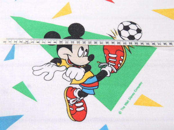 【ミッキーマウス】ペナント&スポーツ柄・コットン100%・ヴィンテージ・USEDボックスシーツ