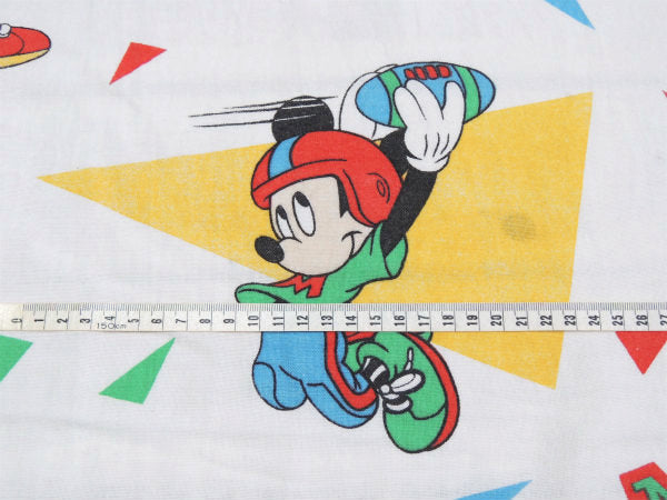 【ミッキーマウス】ペナント&スポーツ柄・コットン100%・ヴィンテージ・USEDボックスシーツ