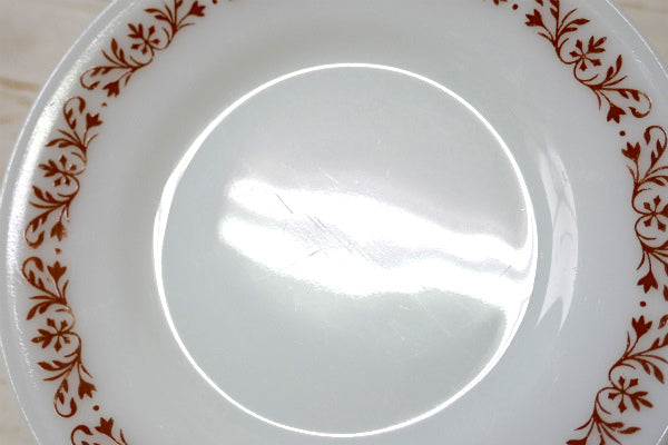【アンカーホッキング】カッパーフィリグリー・ミルクガラス製・ヴィンテージ・ブレッドプレート・皿・食器