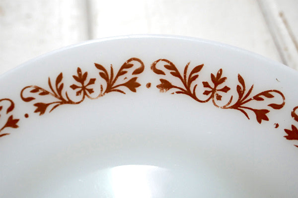 【アンカーホッキング】カッパーフィリグリー・ミルクガラス製・ヴィンテージ・ブレッドプレート・皿・食器