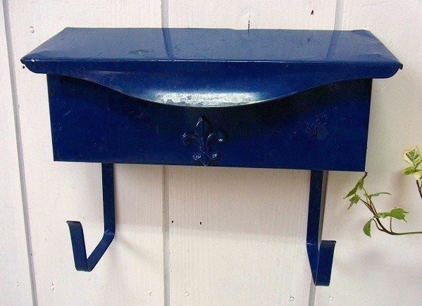 新聞受け付き・横型・青色・メールボックス/郵便受け/ポスト USA