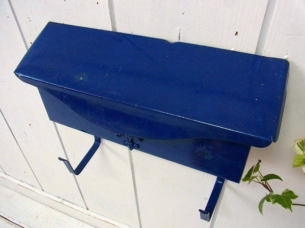 新聞受け付き・横型・青色・メールボックス/郵便受け/ポスト USA