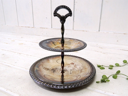 【WM ROGERS】シルバー製・アンティーク・2段トレイ/アフタヌーンティートレイ