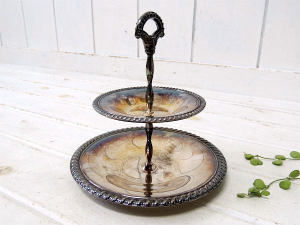 【WM ROGERS】シルバー製・アンティーク・2段トレイ/アフタヌーンティートレイ