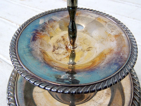 【WM ROGERS】シルバー製・アンティーク・2段トレイ/アフタヌーンティートレイ