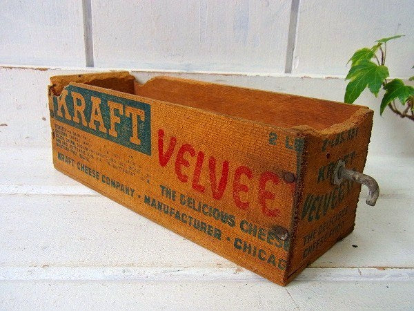 【KRAFT VELVEETA】クラフト社・木製・アンティーク・チーズボックス/木箱　USA
